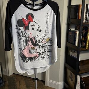 Disney Minnie in Paris 3/4 Sleeve Baseball Tee XL